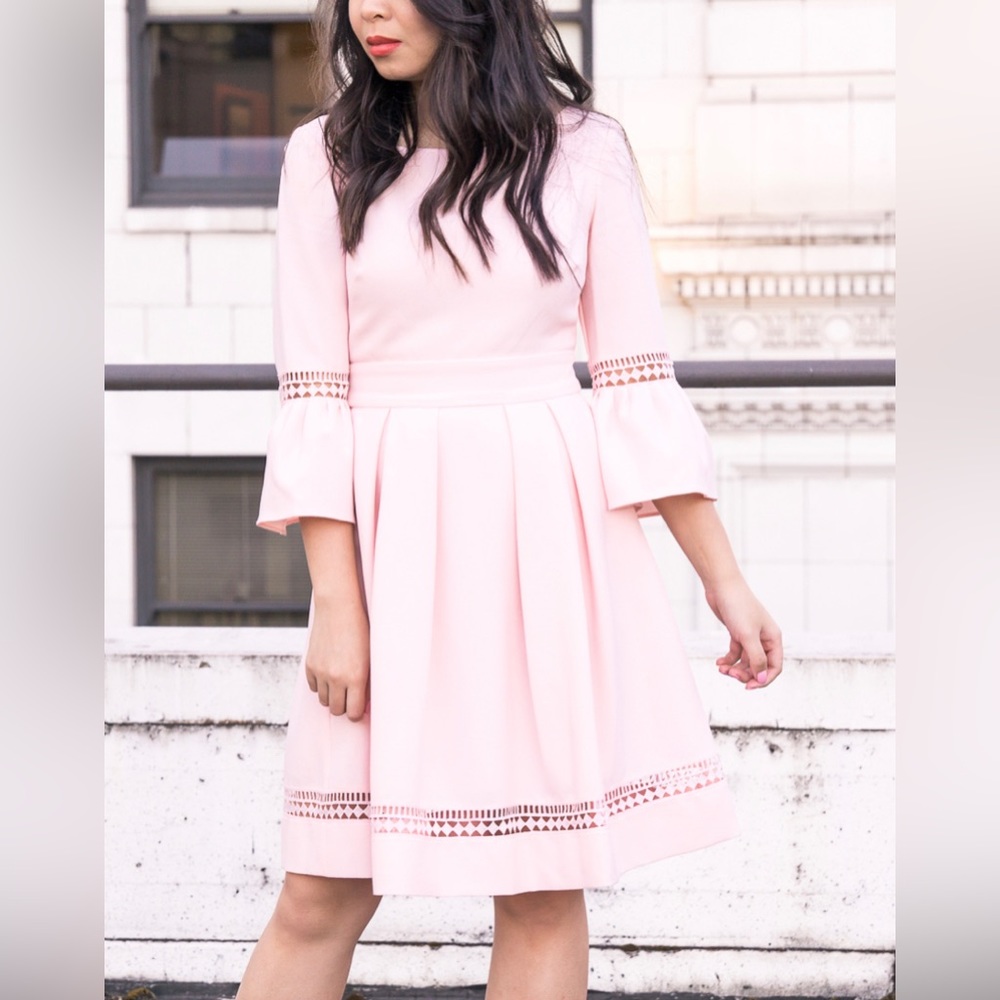 Eliza J Blush Fit & Flare Bell Sleeve Dress NWT